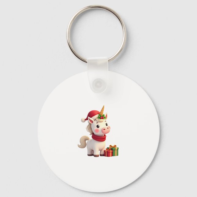 Unicorn Xmas Decoration Santa Unicorn Christmas T- Keychain (Front)