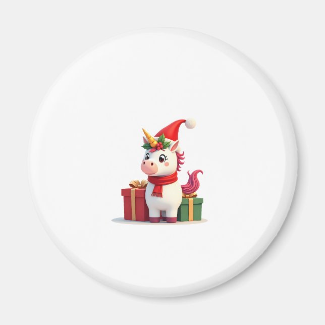 Unicorn Xmas Decoration Santa Unicorn Christmas T- Magnet (Front)