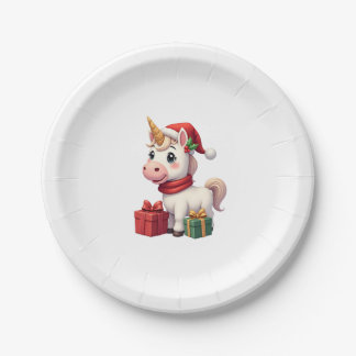 Unicorn Xmas Decoration Santa Unicorn Christmas T- Paper Plates