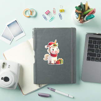 Unicorn Xmas Decoration Santa Unicorn Christmas T- Sticker