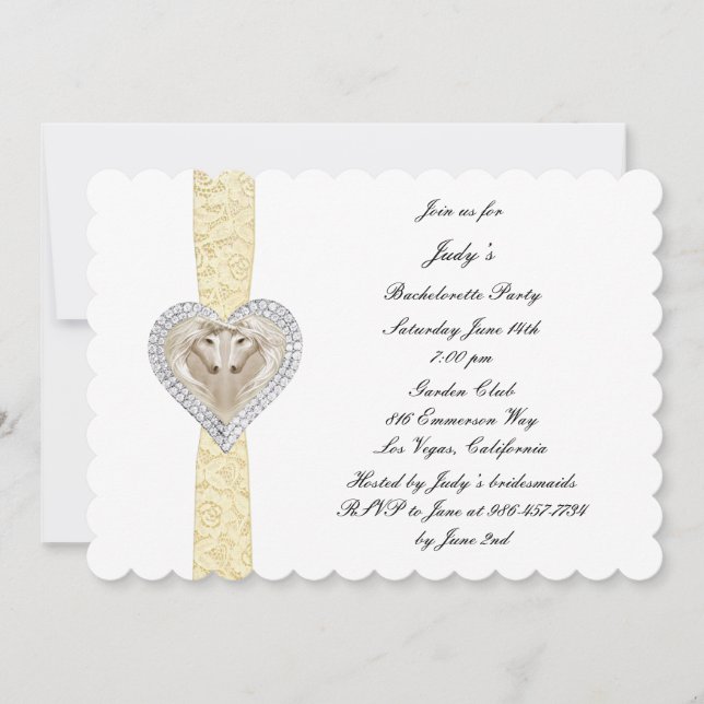 Unicorn Yellow Lace Bachelorette Party Invitation (Front)