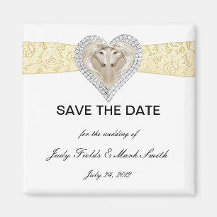 Unicorn Yellow Lace Save The Date Magnet