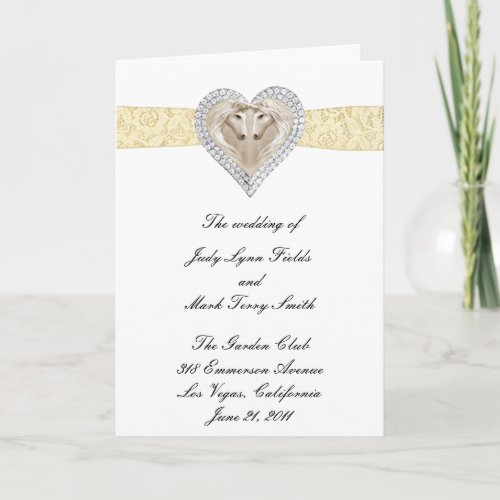 Unicorn Yellow Lace Wedding Program Card