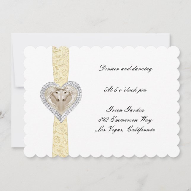 Unicorn Yellow Lace Wedding Reception Card (Front)