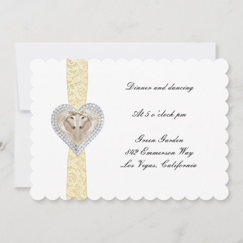Unicorn Yellow Lace Wedding Reception Card