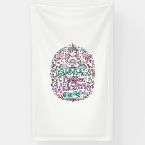 Unicorn Yoga Coffee Unicorns Stylish T-Shirt Desig Banner