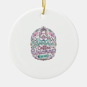 Unicorn Yoga Coffee Unicorns Stylish T-Shirt Desig Ceramic Ornament