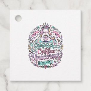 Unicorn Yoga Coffee Unicorns Stylish T-Shirt Desig Favor Tags