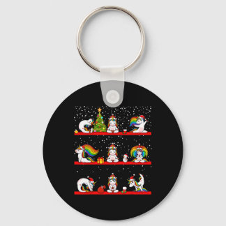 Unicorn Yoga Pose Christmas Pajama Funny Zen Namas Keychain