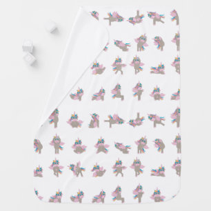 Unicorn Yoga Poses Pattern Design Baby Blanket