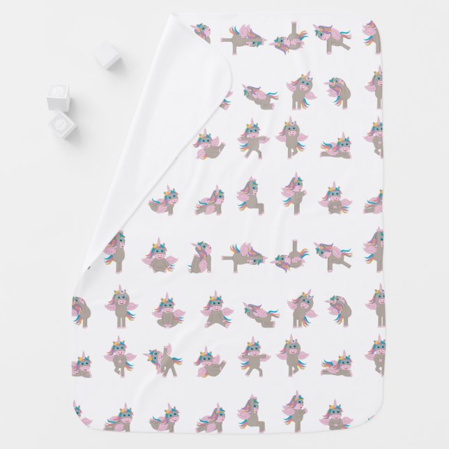 Unicorn Yoga Poses Pattern Design Baby Blanket (In Situ)