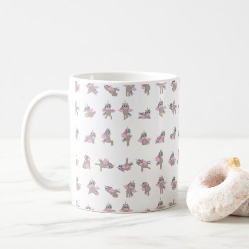 Unicorn Yoga Poses Pattern Design Coffee Mug