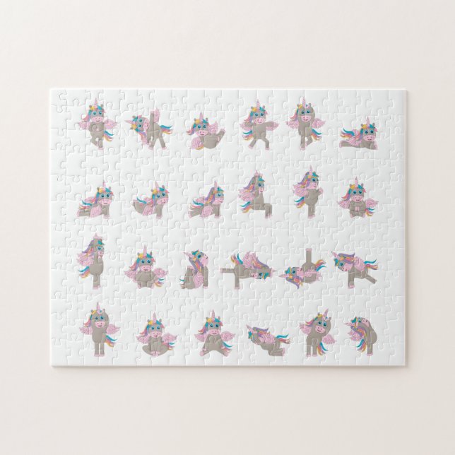 Unicorn Yoga Poses Pattern Design Jigsaw Puzzle (Horizontal)