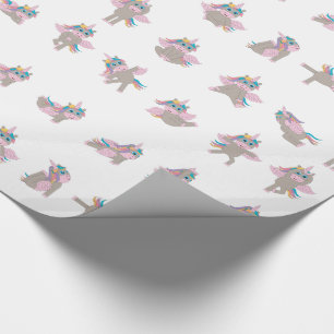 Unicorn Yoga Poses Pattern Design Wrapping Paper