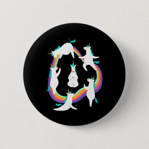 Unicorn Yoga Sun Salutation Poses Rainbow Meme Button