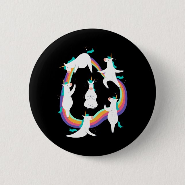 Unicorn Yoga Sun Salutation Poses Rainbow Meme  Button (Front)