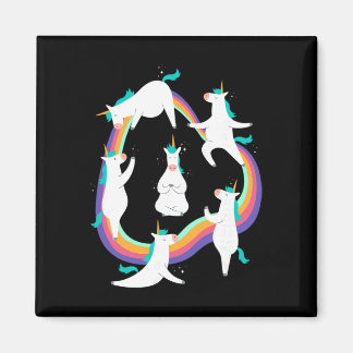 Unicorn Yoga Sun Salutation Poses Rainbow Meme Magnet