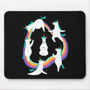 Unicorn Yoga Sun Salutation Poses Rainbow Meme Mouse Pad