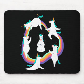 Unicorn Yoga Sun Salutation Poses Rainbow Meme Mouse Pad