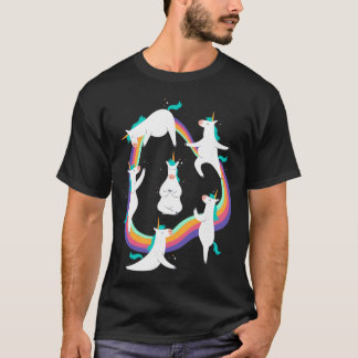 Unicorn Yoga Sun Salutation Poses Rainbow Meme T-Shirt