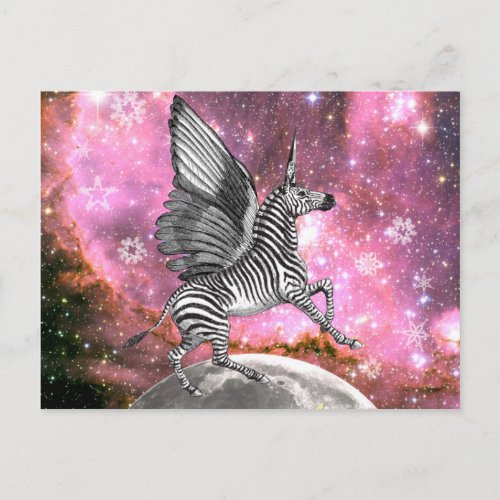 Unicorn Zebra Pegasus Postcard