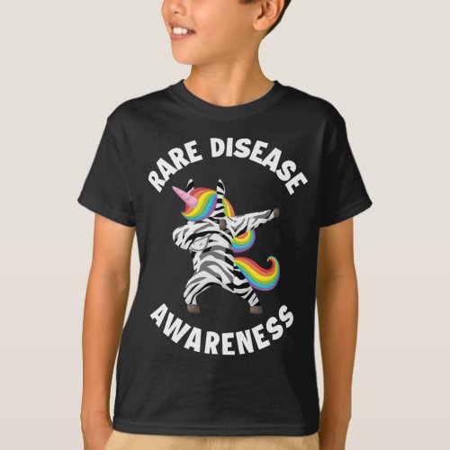 Unicorn Zebra Warrior Fighter Rare Disease Awarene T_Shirt