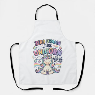 Unicorn Zero Drama Just Unicorn Vibes Bold Typogra Apron