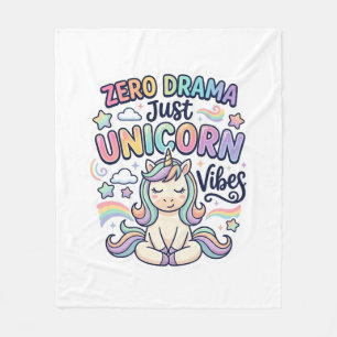 Unicorn Zero Drama Just Unicorn Vibes Bold Typogra Fleece Blanket