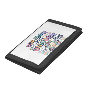 Unicorn Zero Drama Just Unicorn Vibes Bold Typogra Trifold Wallet