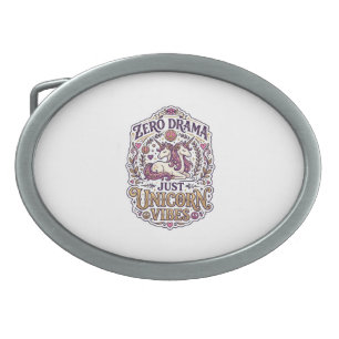 Unicorn Zero Drama Just Unicorn Vibes Stylish Whit Belt Buckle