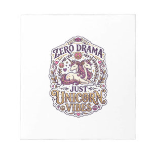 Unicorn Zero Drama Just Unicorn Vibes Stylish Whit Notepad