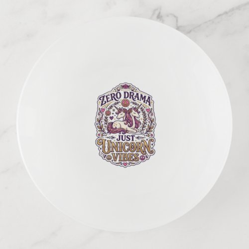 Unicorn Zero Drama Just Unicorn Vibes Stylish Whit Trinket Tray