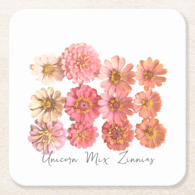 Unicorn Zinnia Collage Paper Coaster (Front)