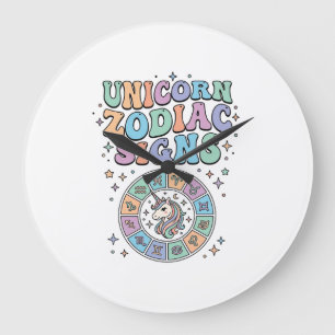 Unicorn Zodiac Signs Kawaii Vector Design_1 Large Clock