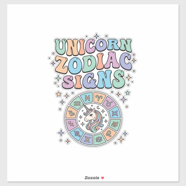 Unicorn Zodiac Signs Kawaii Vector Design_1 Sticker (Sheet)