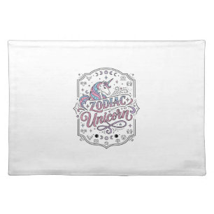 Unicorn Zodiac Unicorn Playful Cute Gift Design_1 Cloth Placemat