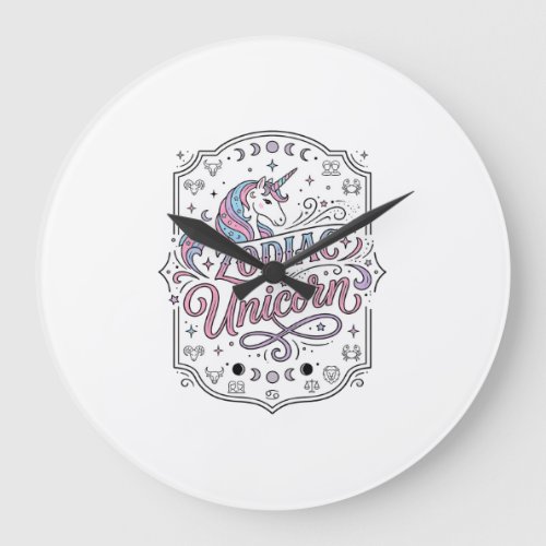 Unicorn Zodiac Unicorn Playful Cute Gift Design_1 Large Clock