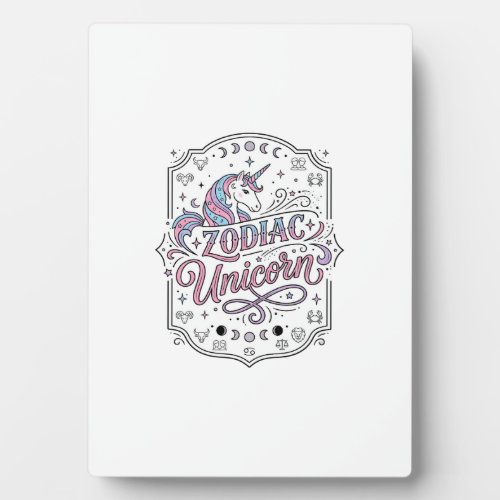 Unicorn Zodiac Unicorn Playful Cute Gift Design_1 Plaque
