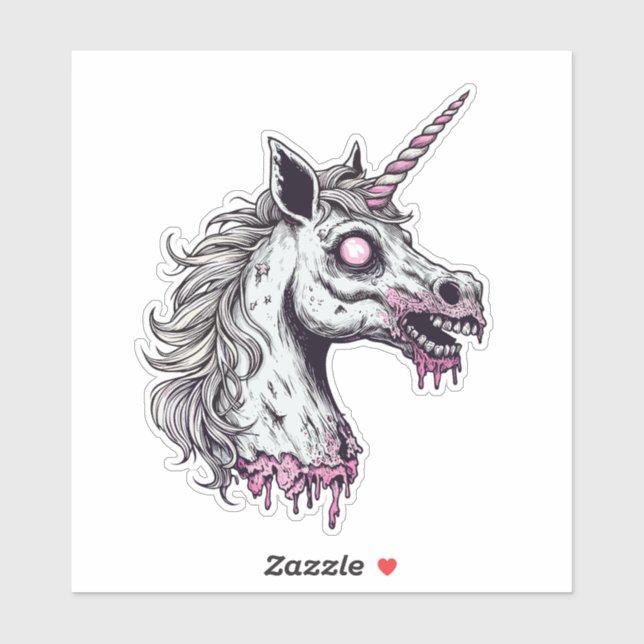 Unicorn Zombie Head Sticker (Sheet)