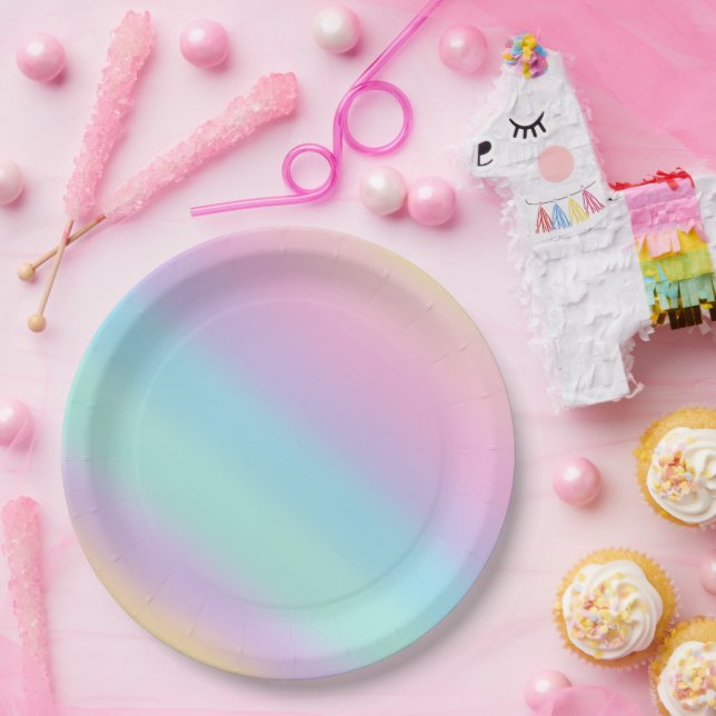 UnicornAesthetic Colorful Gradient Ombre  Paper Plates (Party)