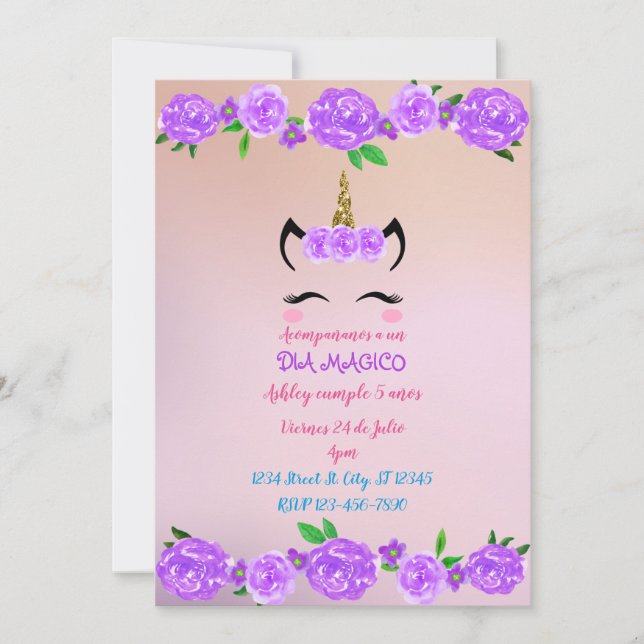 Unicornio Invitation (Front)