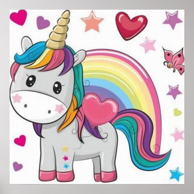 Unicornio y Corazones Poster (Front)