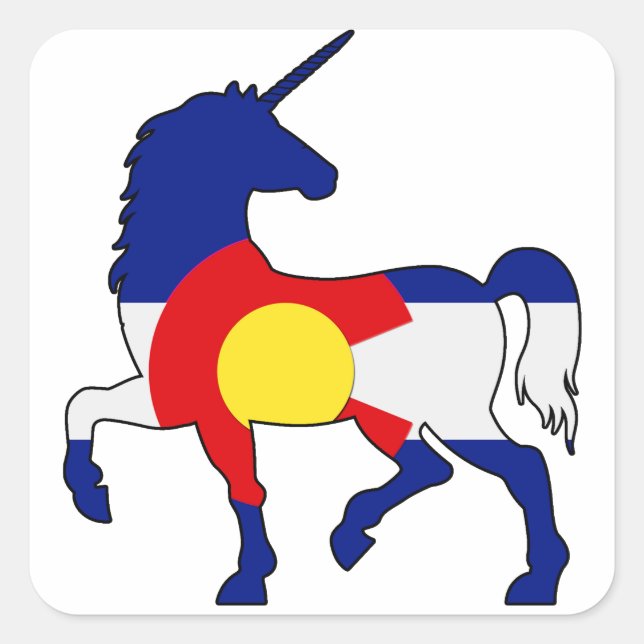Unicorns and Colorado! Square Sticker (Front)