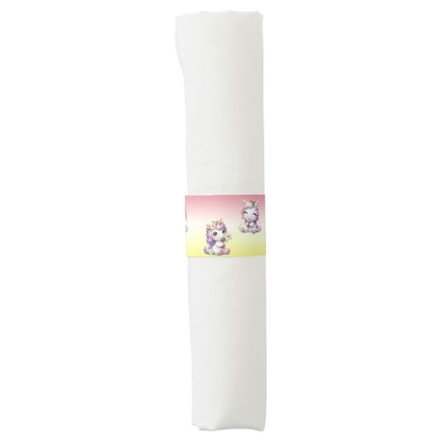Unicorns and daisies childs birthday party napkin bands