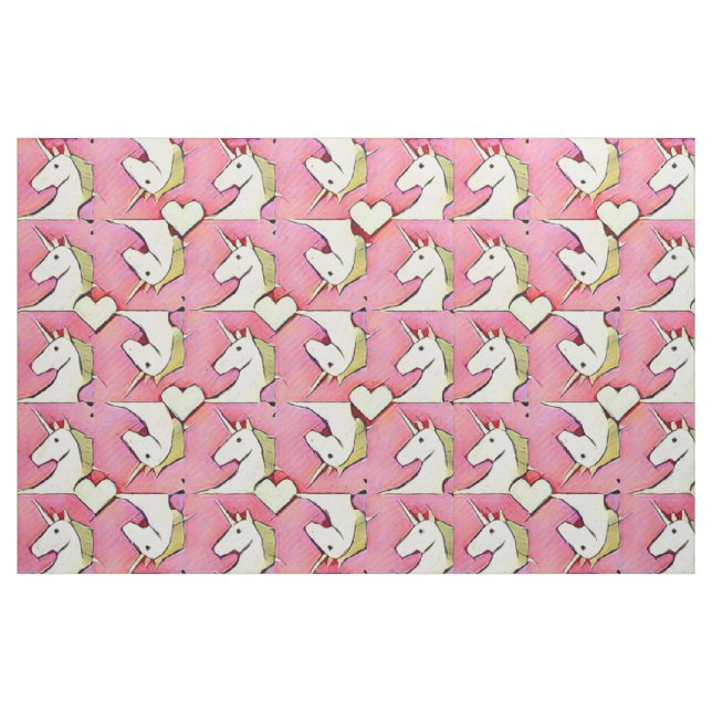 Unicorns and Hearts Fabric (Fat Quarter)