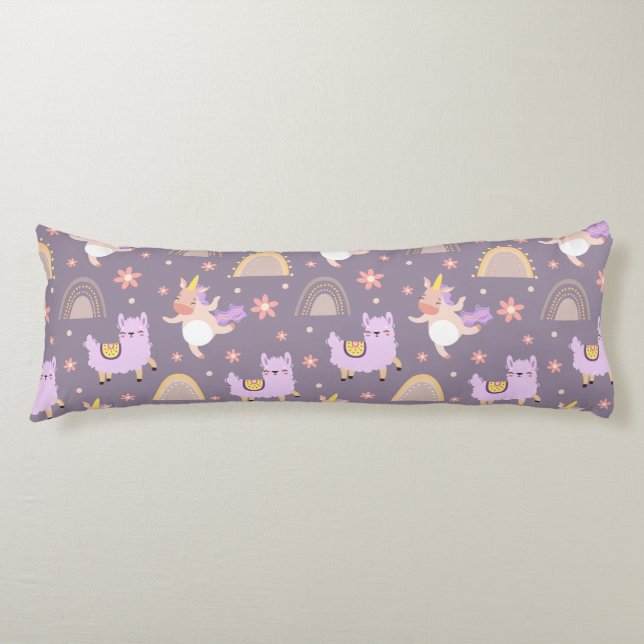 Unicorns And Llamas  Body Pillow (Front)