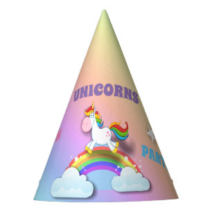 Unicorns and Rainbow Birthday Party Hat