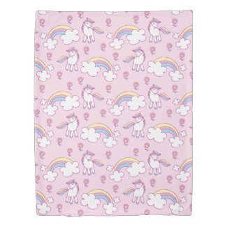 Unicorns And Rainbow Clouds Duvet Cover