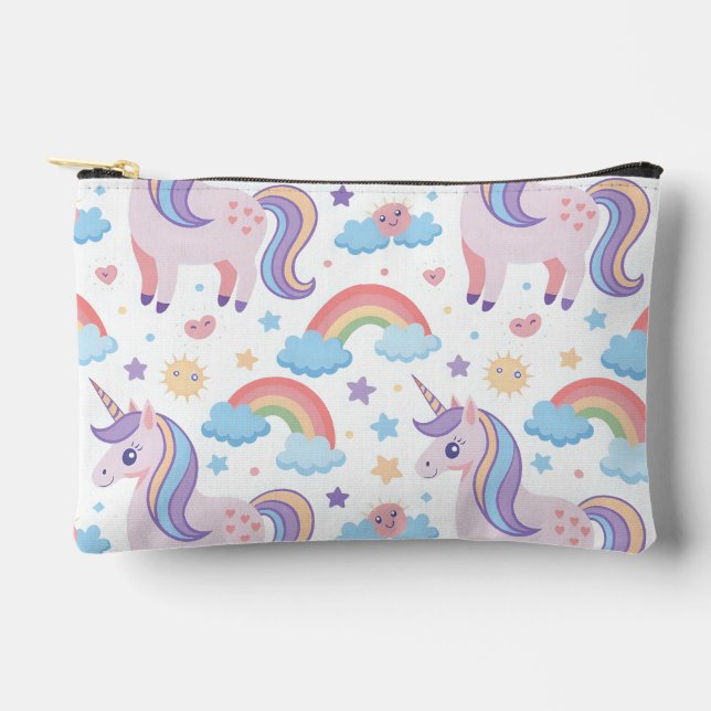 Unicorns and Rainbows Accessory Pouch (Front)