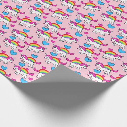 Unicorns and Rainbows PINK Wrapping Paper